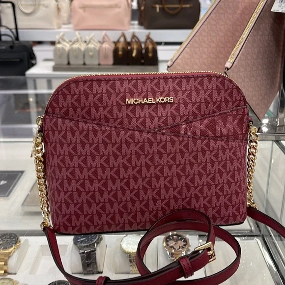 MICHAEL KORS Jet Set Medium Logo Dome Satchel Mulberry Multi - Picture 10 of 16